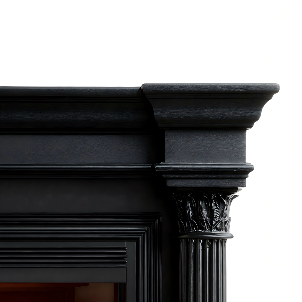 Caminetto elettrico legno composito 120x35x105 cm - nero - stile classico