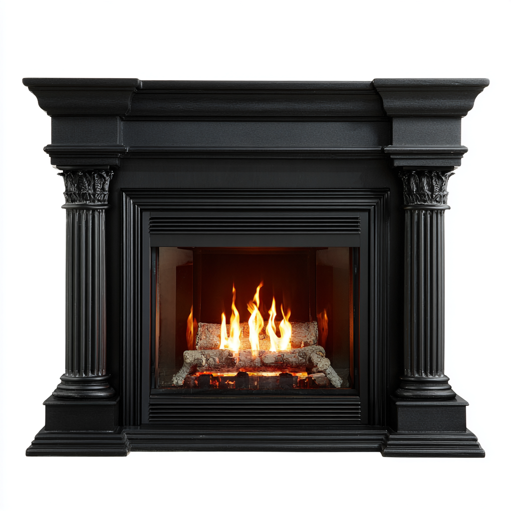 Caminetto elettrico legno composito 120x35x105 cm - nero - stile classico