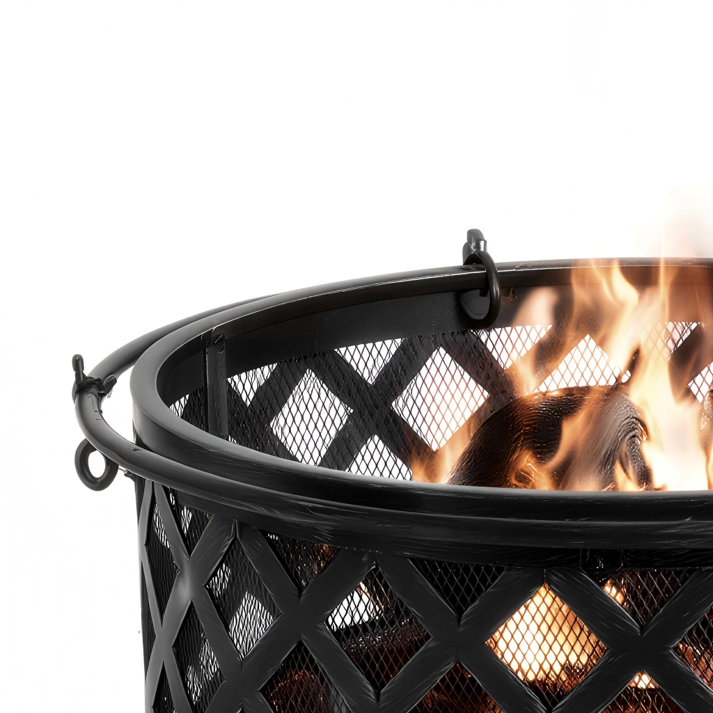 Braciere da esterno in metallo 60x60x42 cm - nero - stile intrecciato