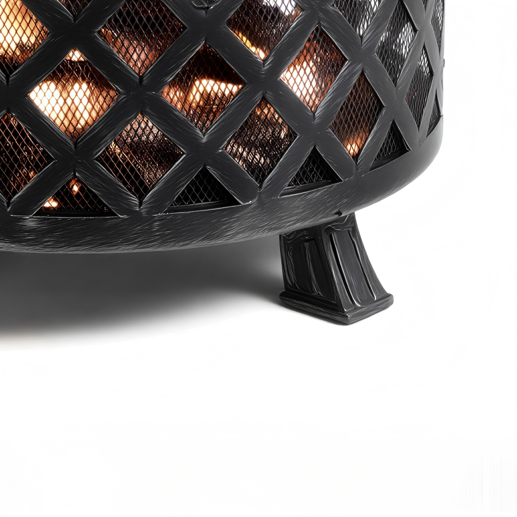 Braciere da esterno in metallo 60x60x42 cm - nero - stile intrecciato