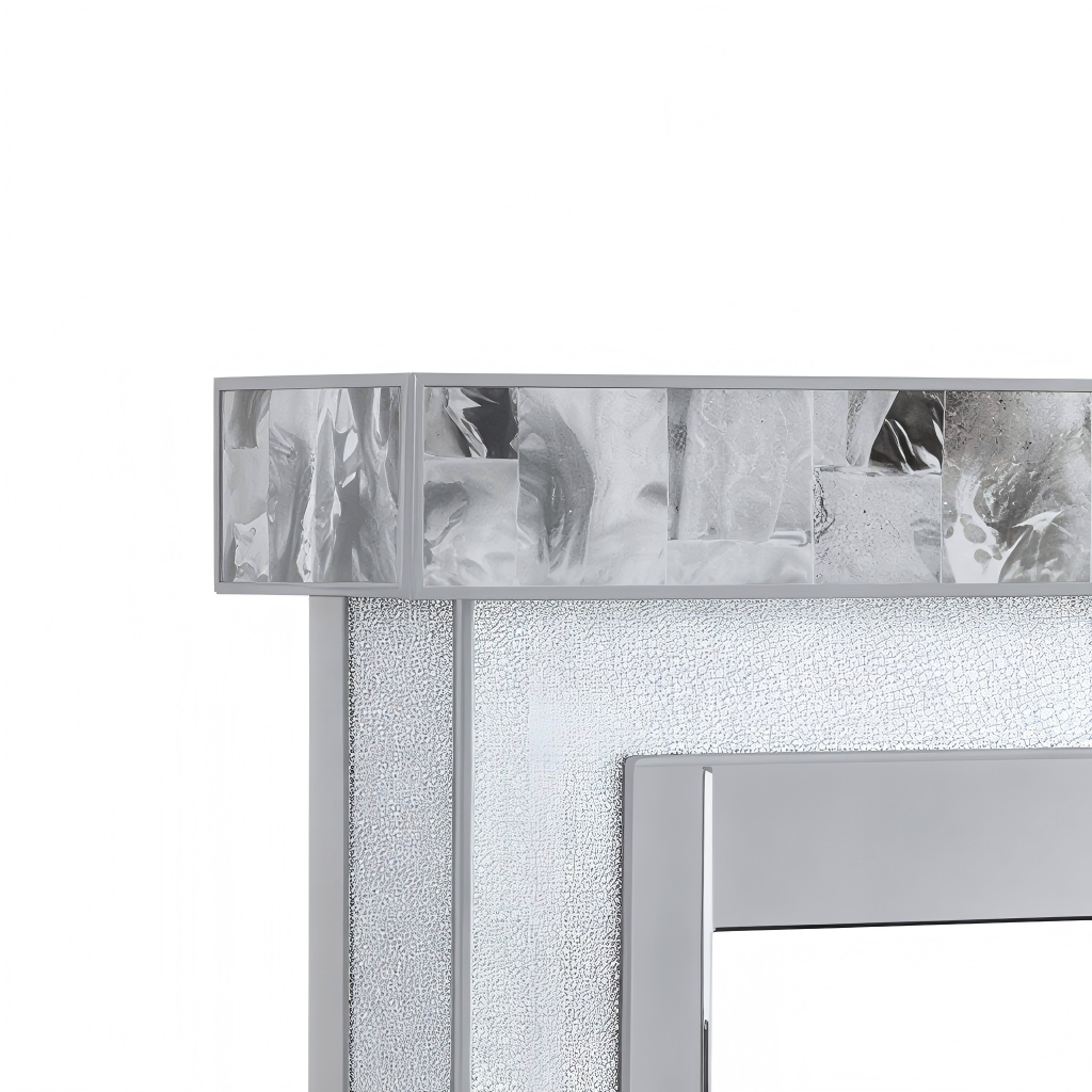 Caminetto elettrico vetro e metallo 120x25x90 cm - argento/nero - design moderno