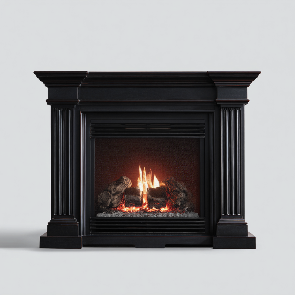 Caminetto elettrico 120x40x100 cm - legno - nero - stile classico