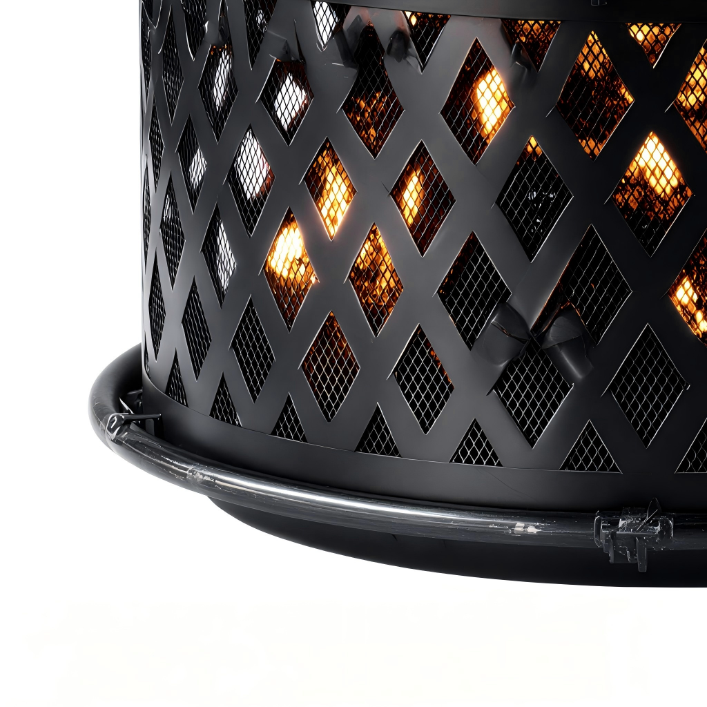 Braciere da esterno 60x60x40 cm - metallo - nero - design traforato