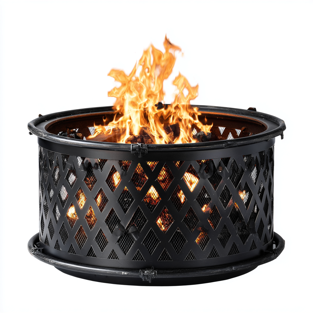 Braciere da esterno 60x60x40 cm - metallo - nero - design traforato