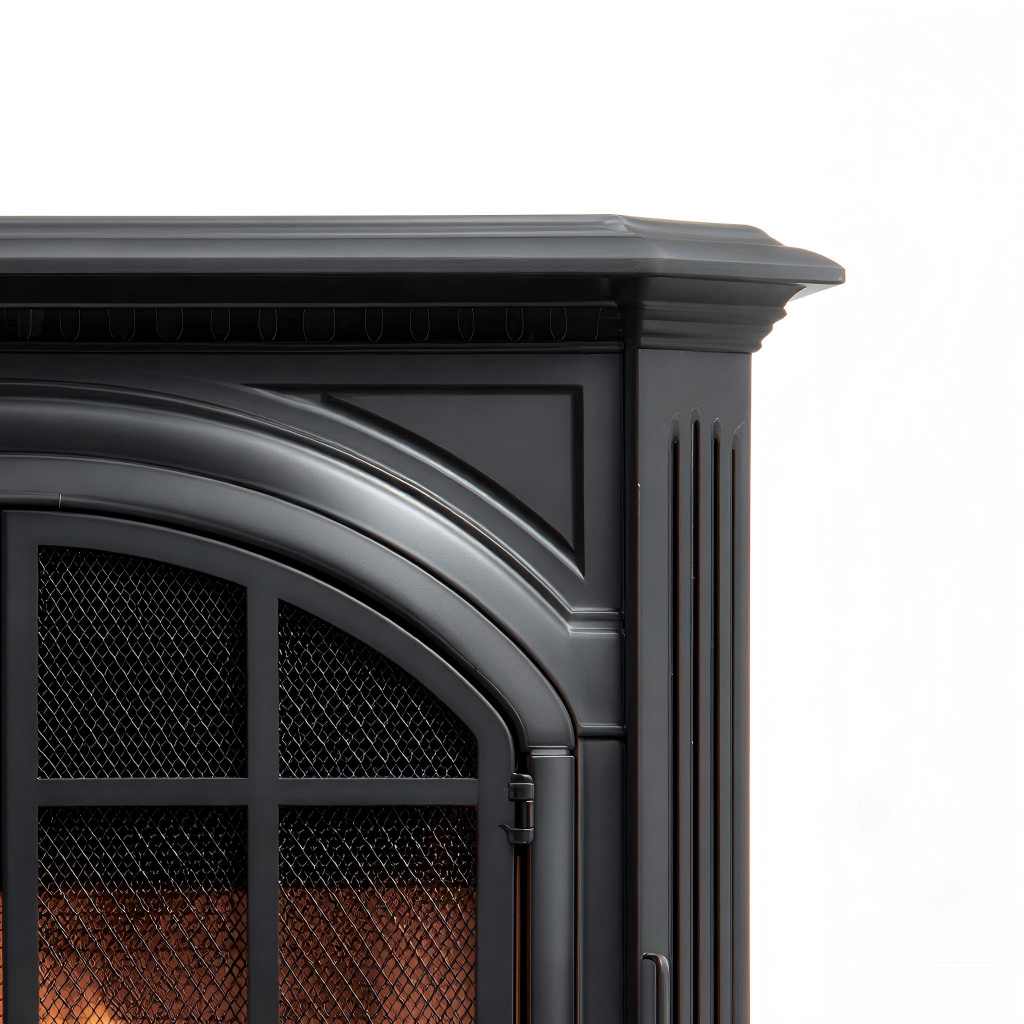 Caminetto a gas in metallo 90x40x95 cm - nero - design classico