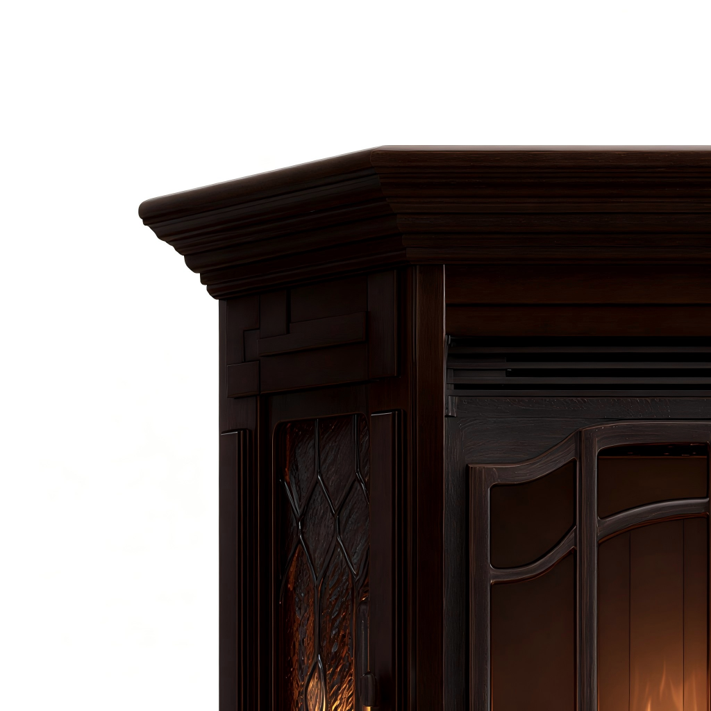 Caminetto elettrico legno 80x45x95 cm - marrone scuro - design classico