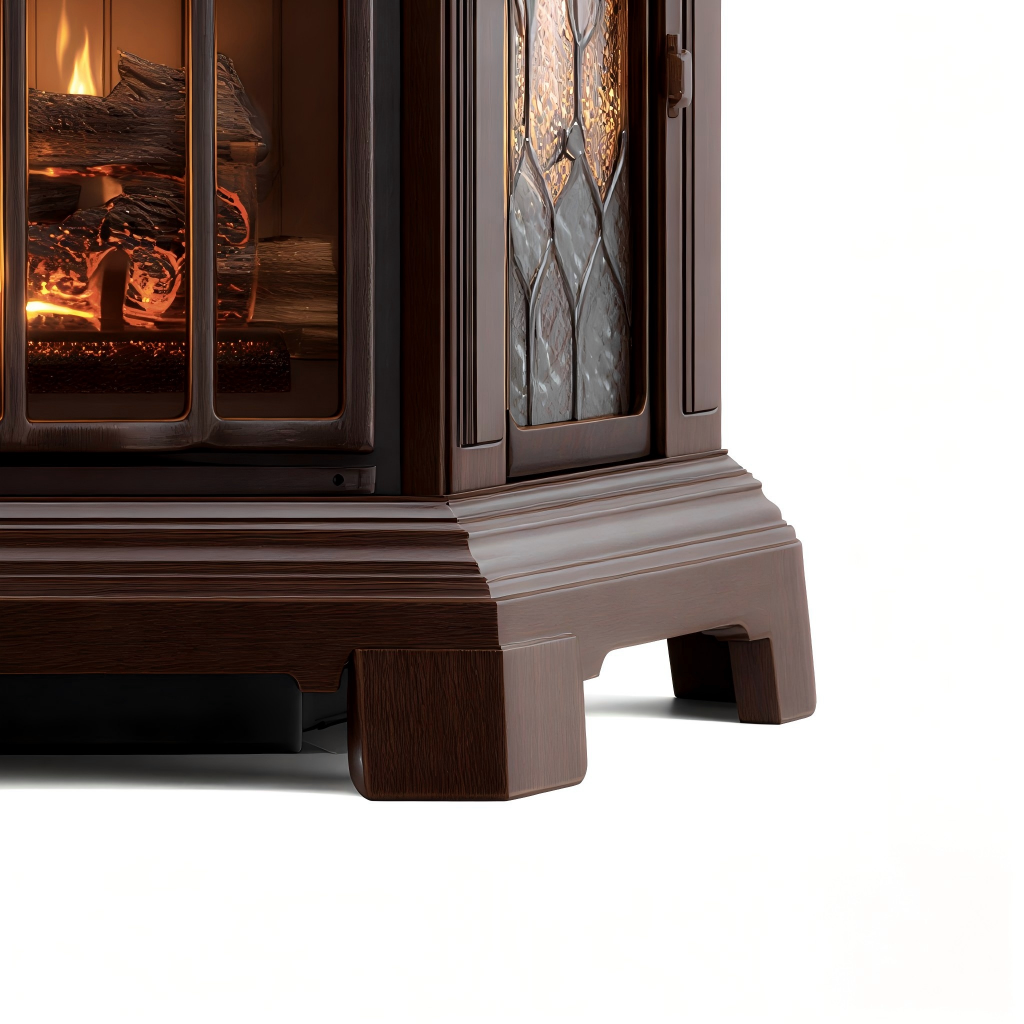 Caminetto elettrico legno 80x45x95 cm - marrone scuro - design classico