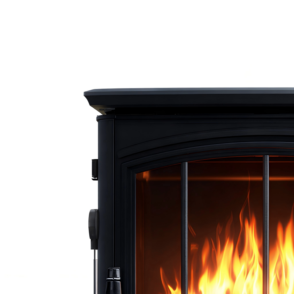 Caminetto a gas in metallo 70x35x85 cm - nero - design classico