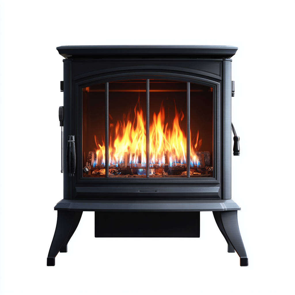 Caminetto a gas in metallo 70x35x85 cm - nero - design classico