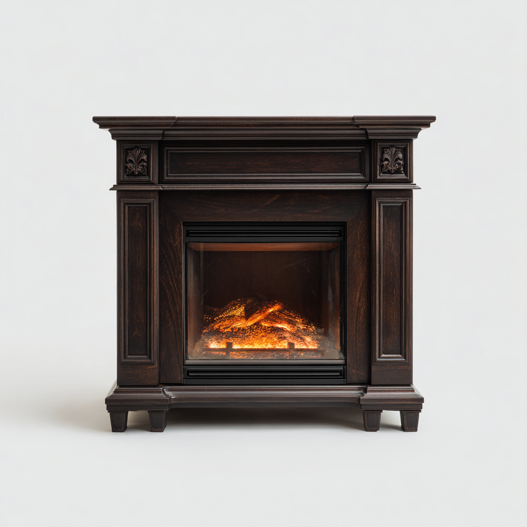 Caminetto elettrico legno 90x32x85 cm - marrone scuro - stile classico