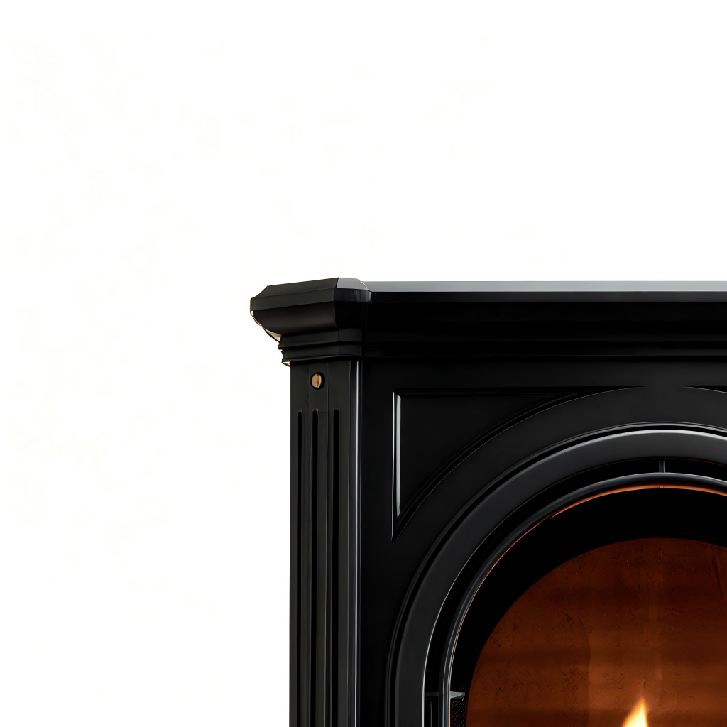 Caminetto a gas in metallo 65x35x80 cm - nero - design classico