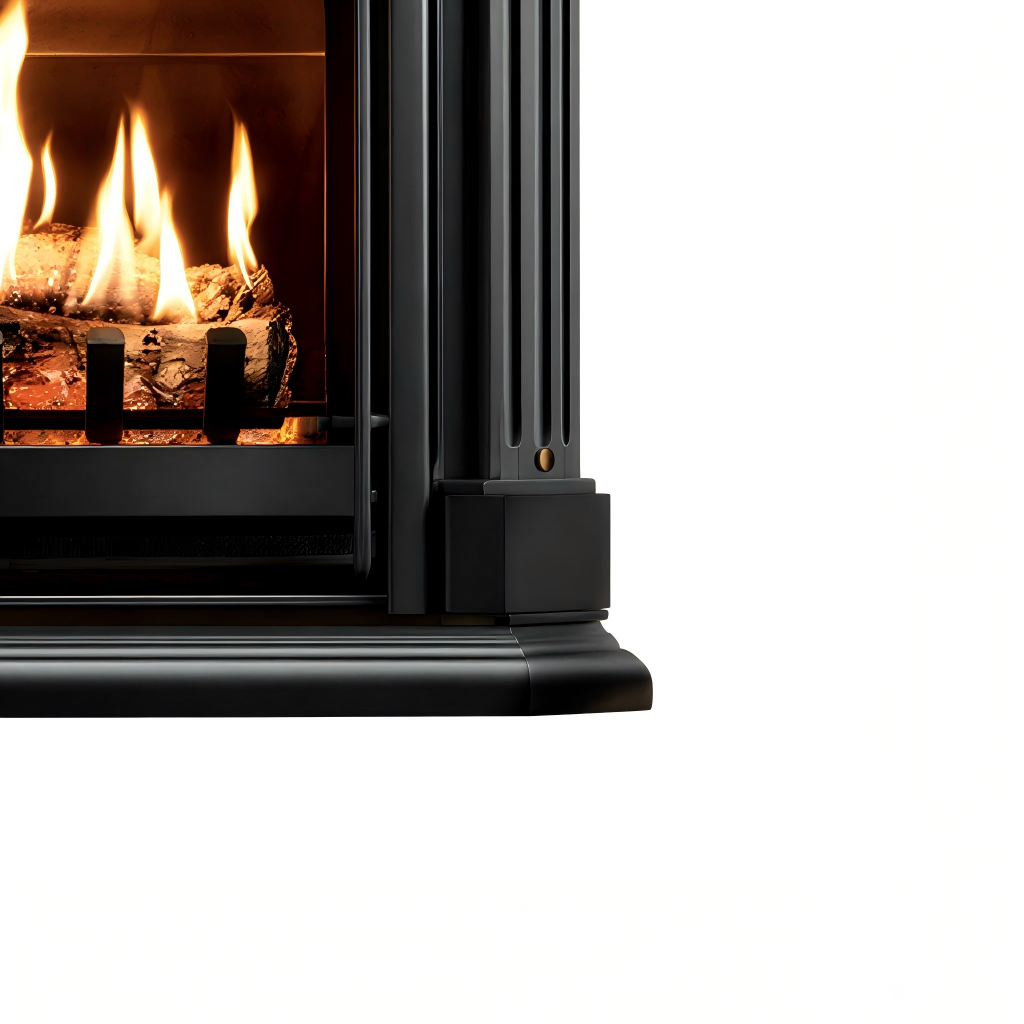 Caminetto a gas in metallo 65x35x80 cm - nero - design classico