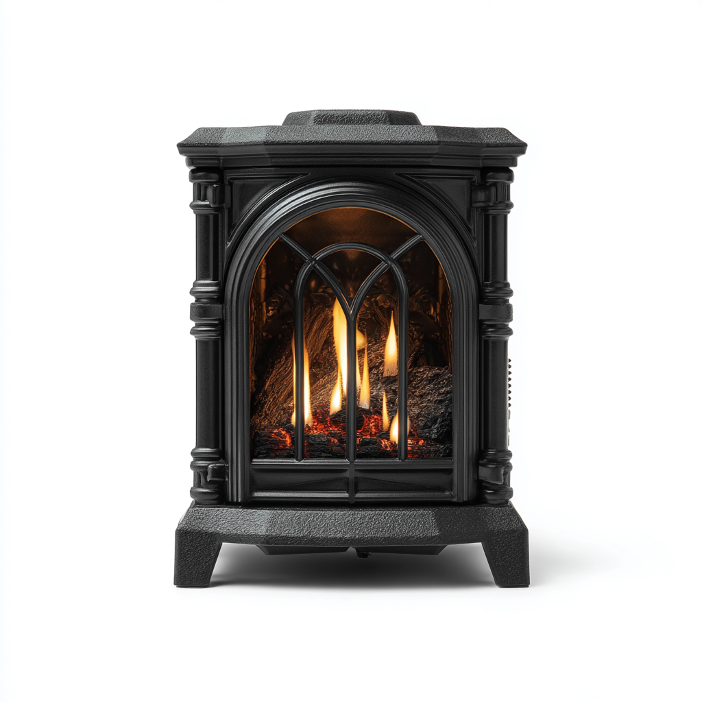 Caminetto a gas acciaio 45x30x60 cm - nero - stile classico