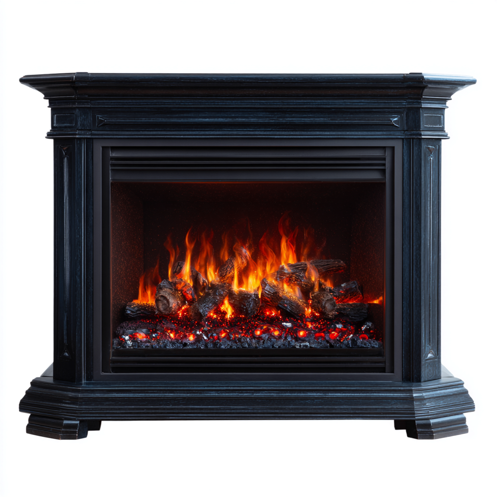 Caminetto elettrico 110x35x90 cm - nero - design classico