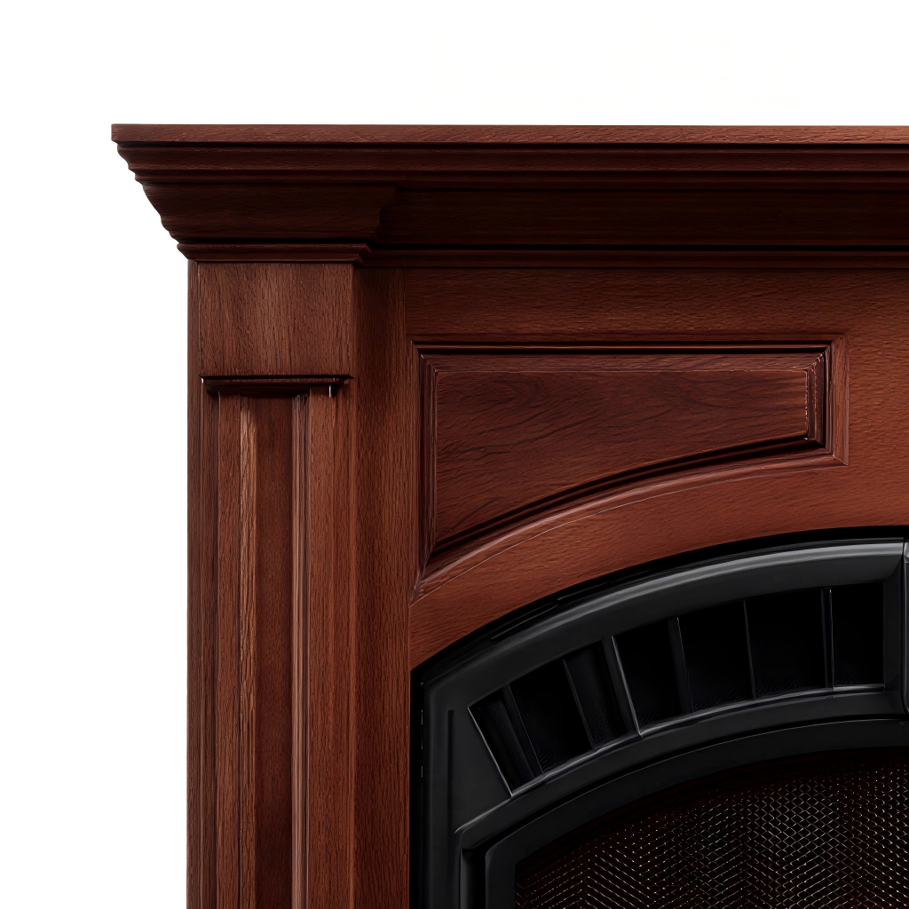 Caminetto a gas legno/metallo 95x35x105 cm - legno scuro/nero - stile classico