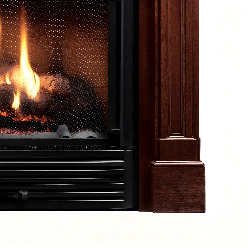 Caminetto a gas legno/metallo 95x35x105 cm - legno scuro/nero - stile classico