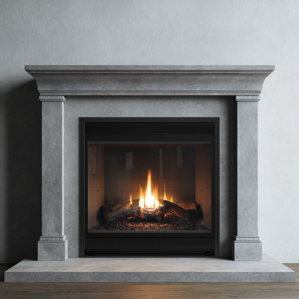 Caminetto a gas da incasso 120x40x100 cm - grigio/nero - design moderno