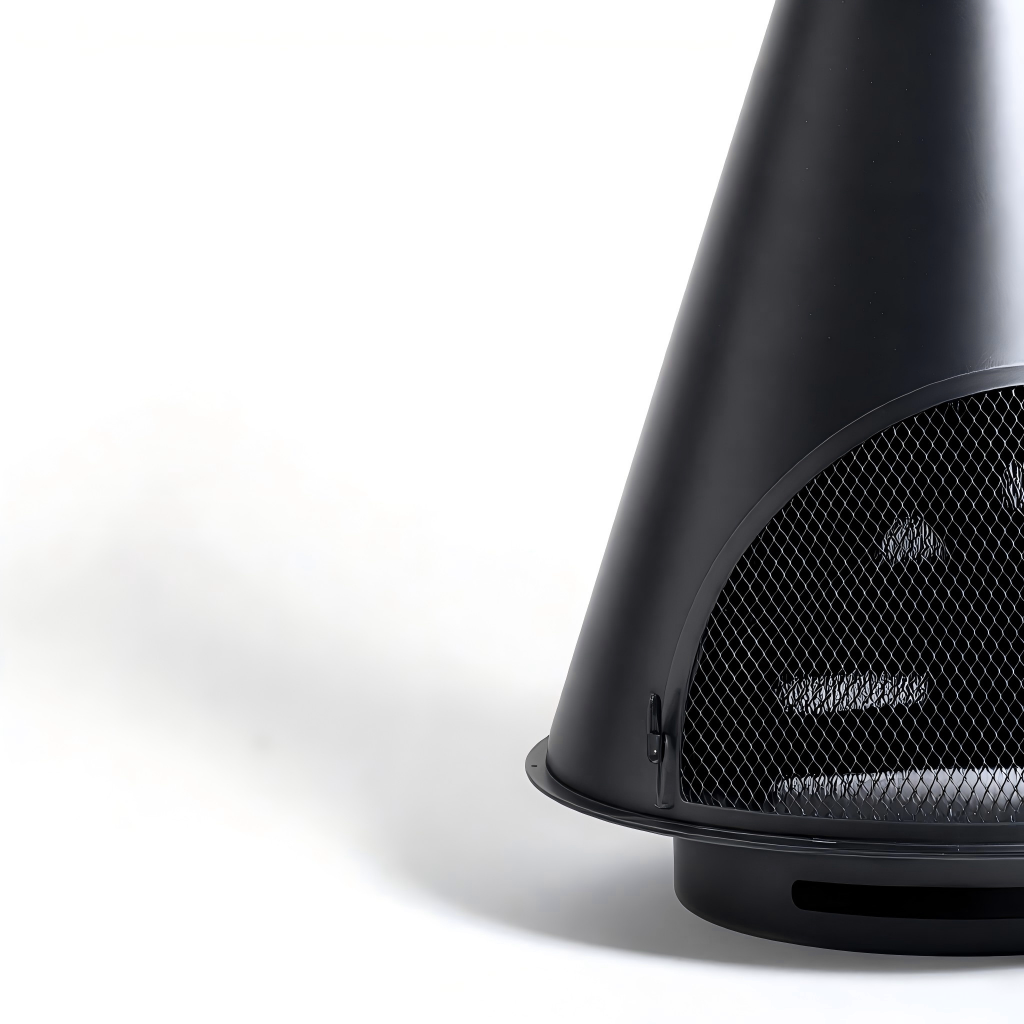 Caminetto da esterno in acciaio 45x45x120 cm - nero - stile moderno