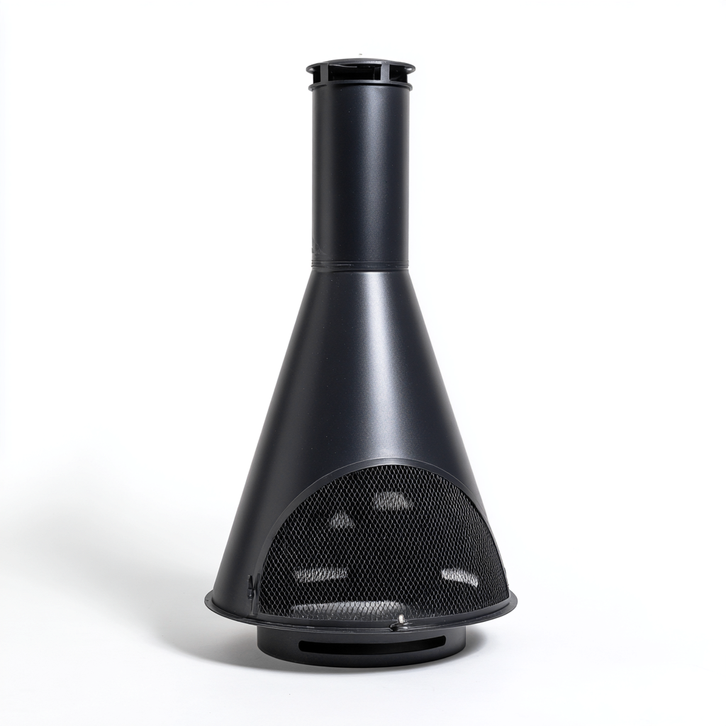 Caminetto da esterno in acciaio 45x45x120 cm - nero - stile moderno