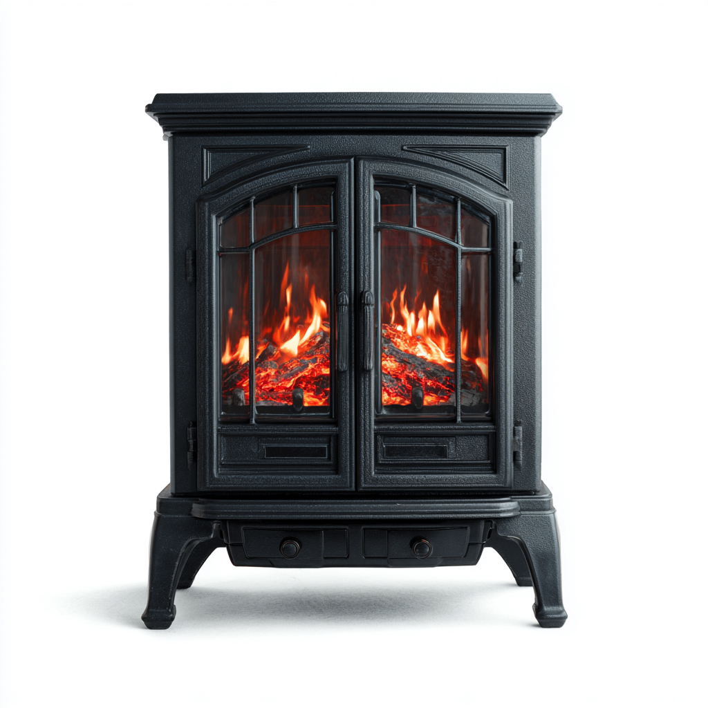 Caminetto a gas acciaio 60x35x75 cm - nero - stile tradizionale