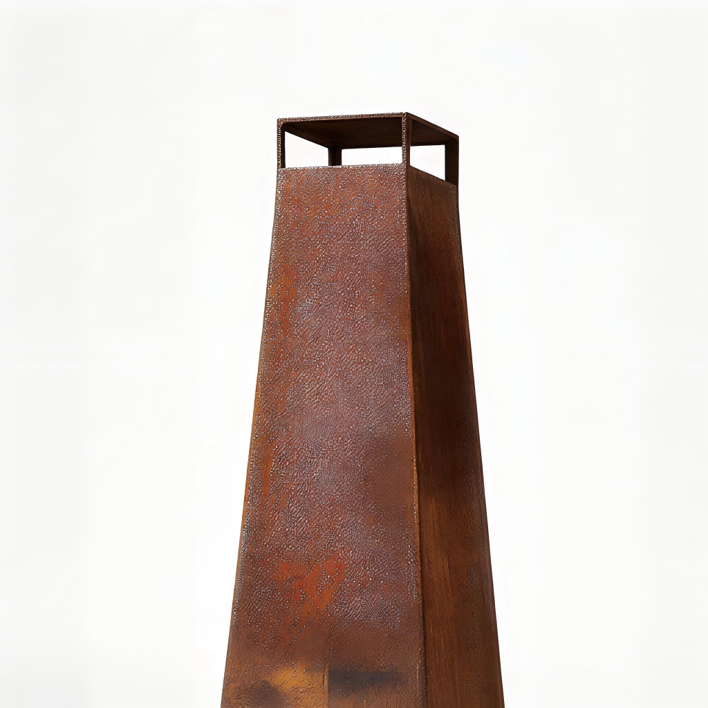 Caminetto da esterno 45x45x150 cm - metallo - marrone - design industriale