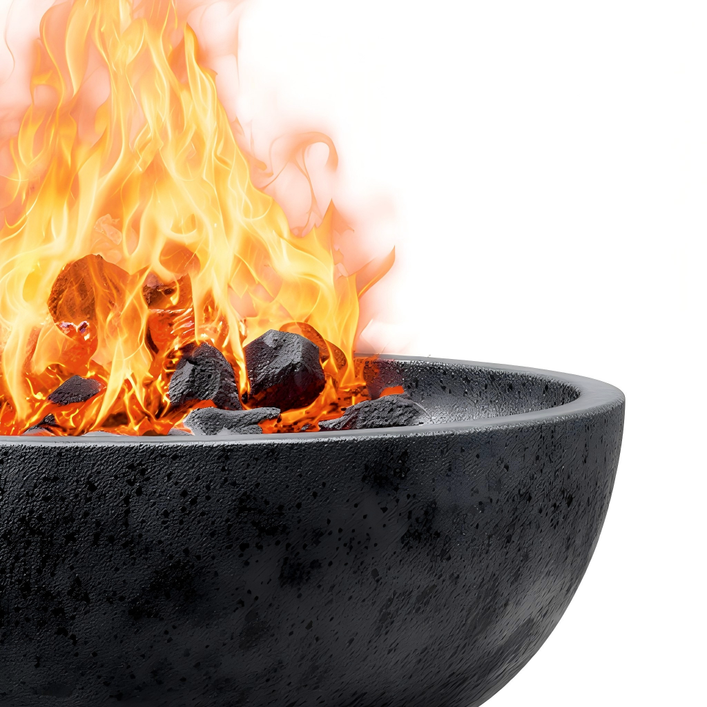 Braciere da esterno in composito 58x58x44 cm - nero - stile naturale