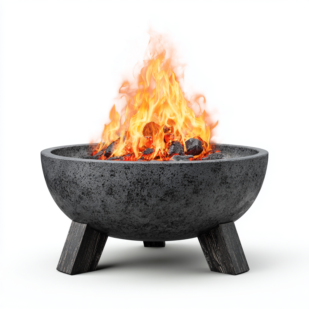 Braciere da esterno in composito 58x58x44 cm - nero - stile naturale