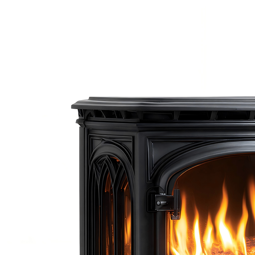 Caminetto a gas acciaio 60x40x75 cm - nero - stile classico