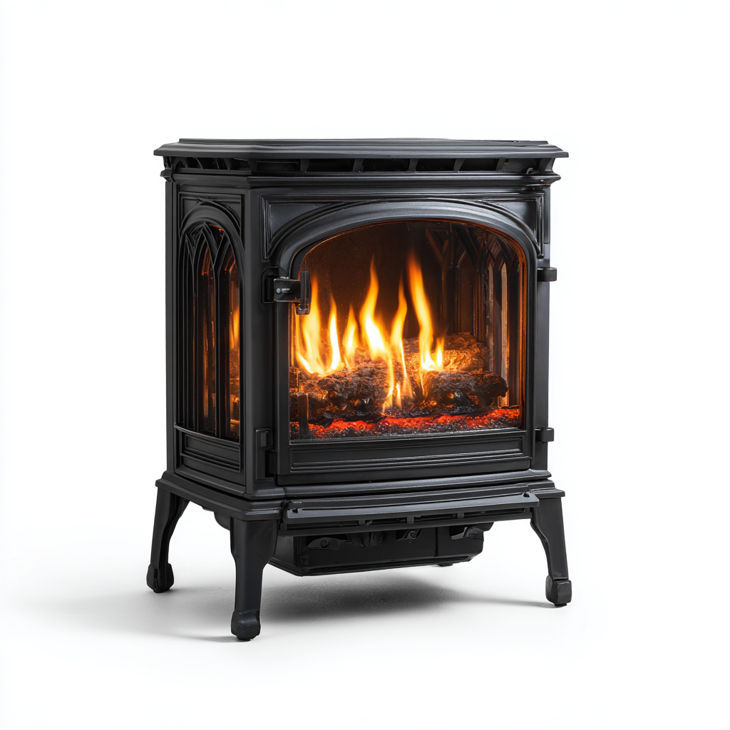 Caminetto a gas acciaio 60x40x75 cm - nero - stile classico