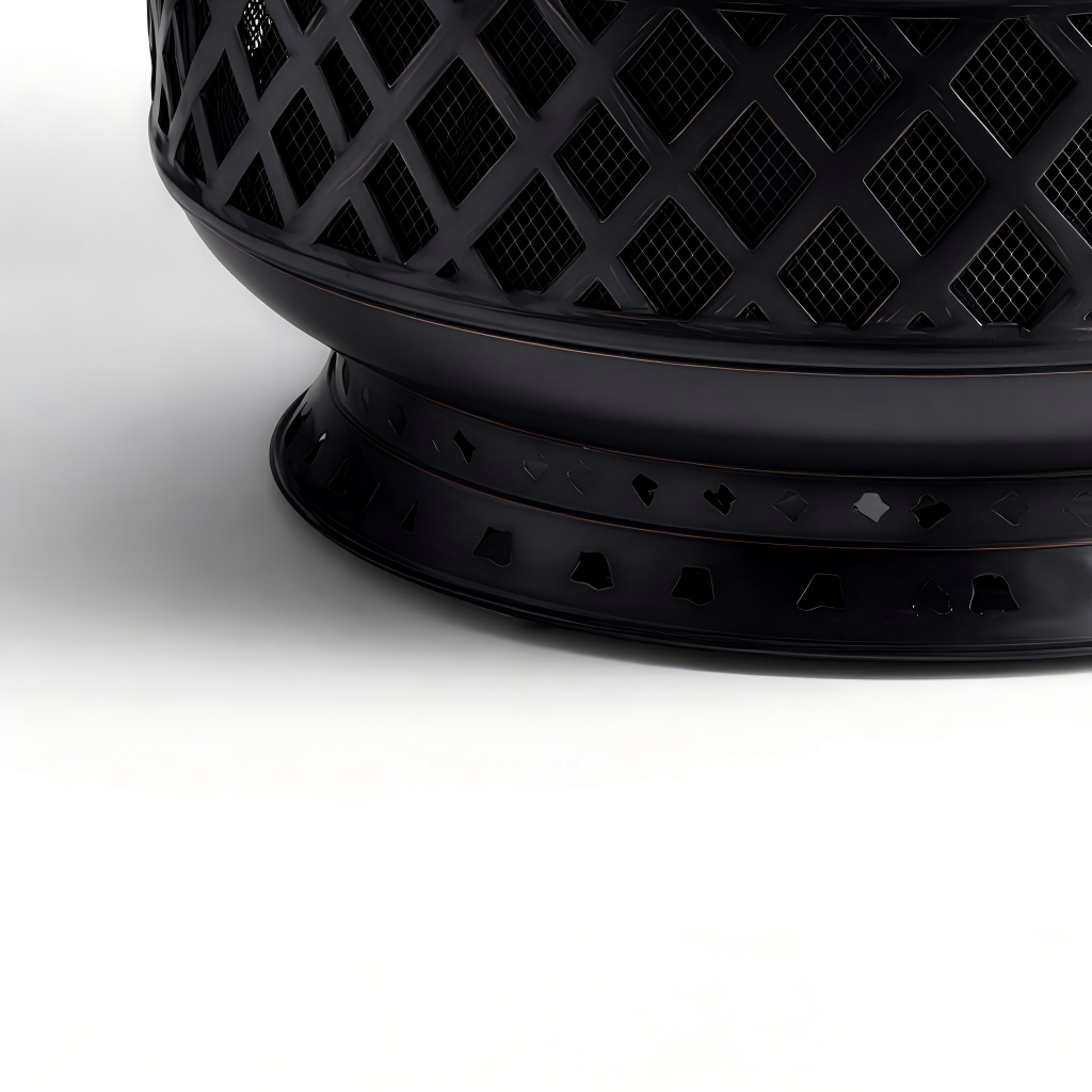 Braciere da esterno in metallo 75x75x45 cm - nero - stile intrecciato