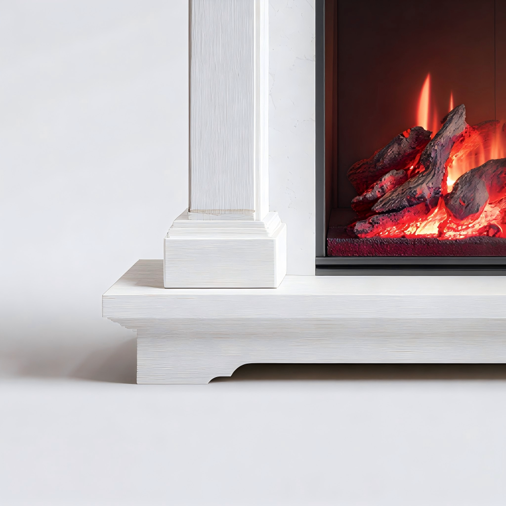 Caminetto elettrico 100x30x95 cm - bianco/nero - design classico