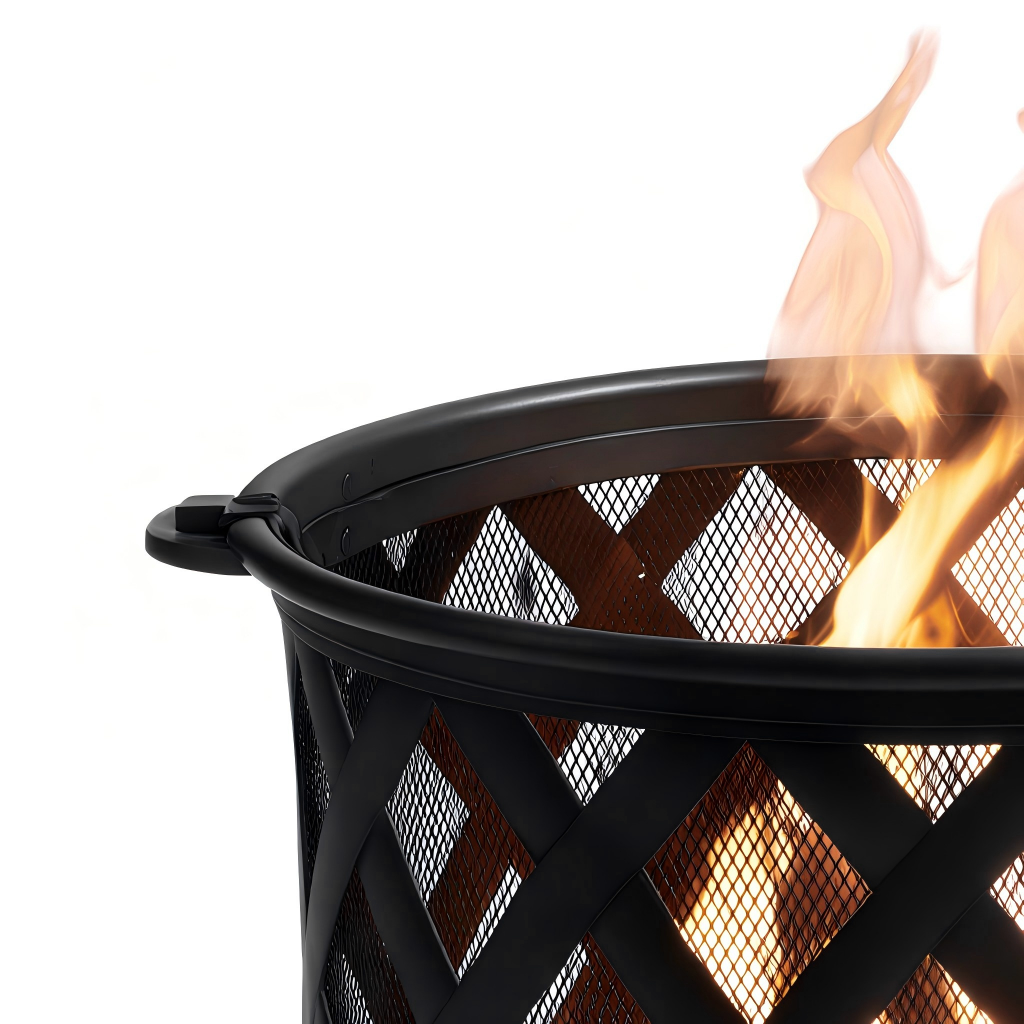 Braciere da esterno in metallo 45x45x55 cm - nero - stile intrecciato