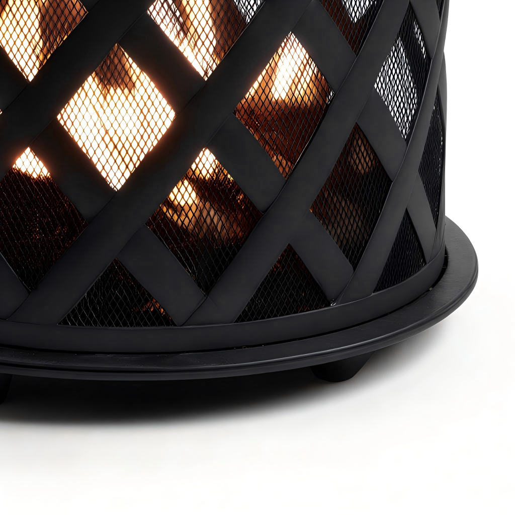 Braciere da esterno in metallo 45x45x55 cm - nero - stile intrecciato