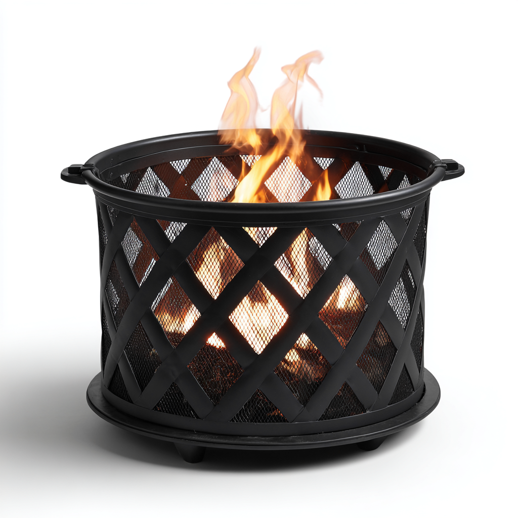 Braciere da esterno in metallo 45x45x55 cm - nero - stile intrecciato