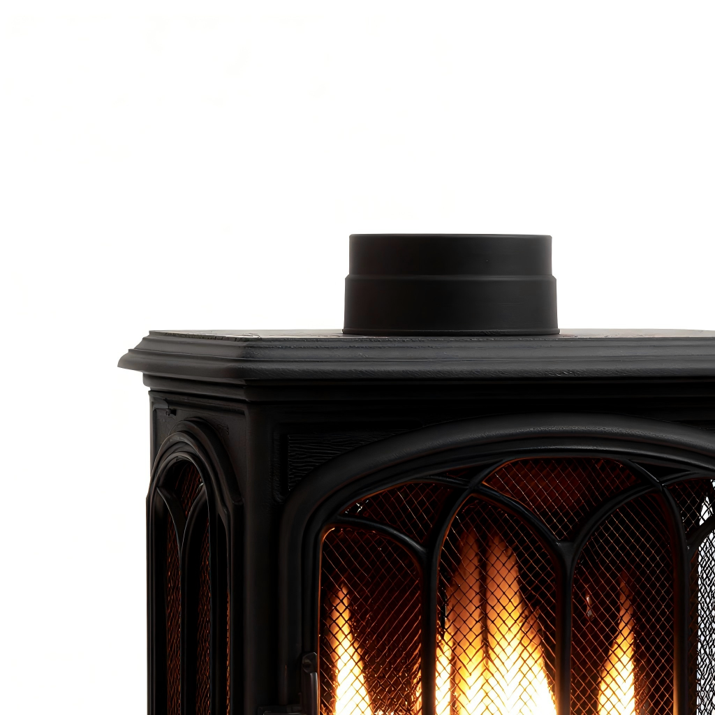 Caminetto a gas acciaio 48x35x70 cm - nero - design classico