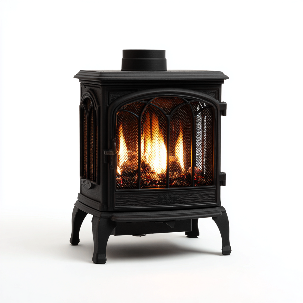 Caminetto a gas acciaio 48x35x70 cm - nero - design classico