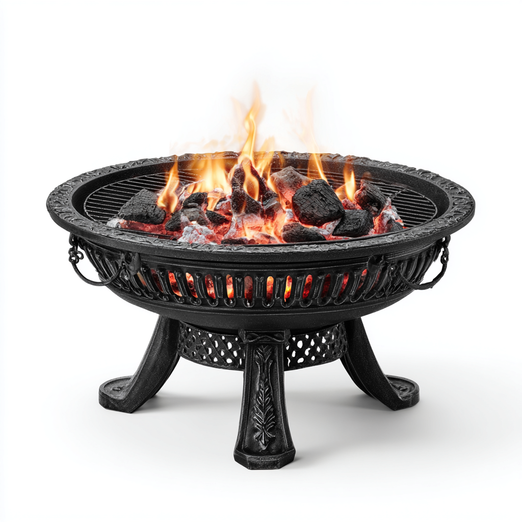 Braciere da esterno 67x67x42 cm - metallo - nero - stile classico