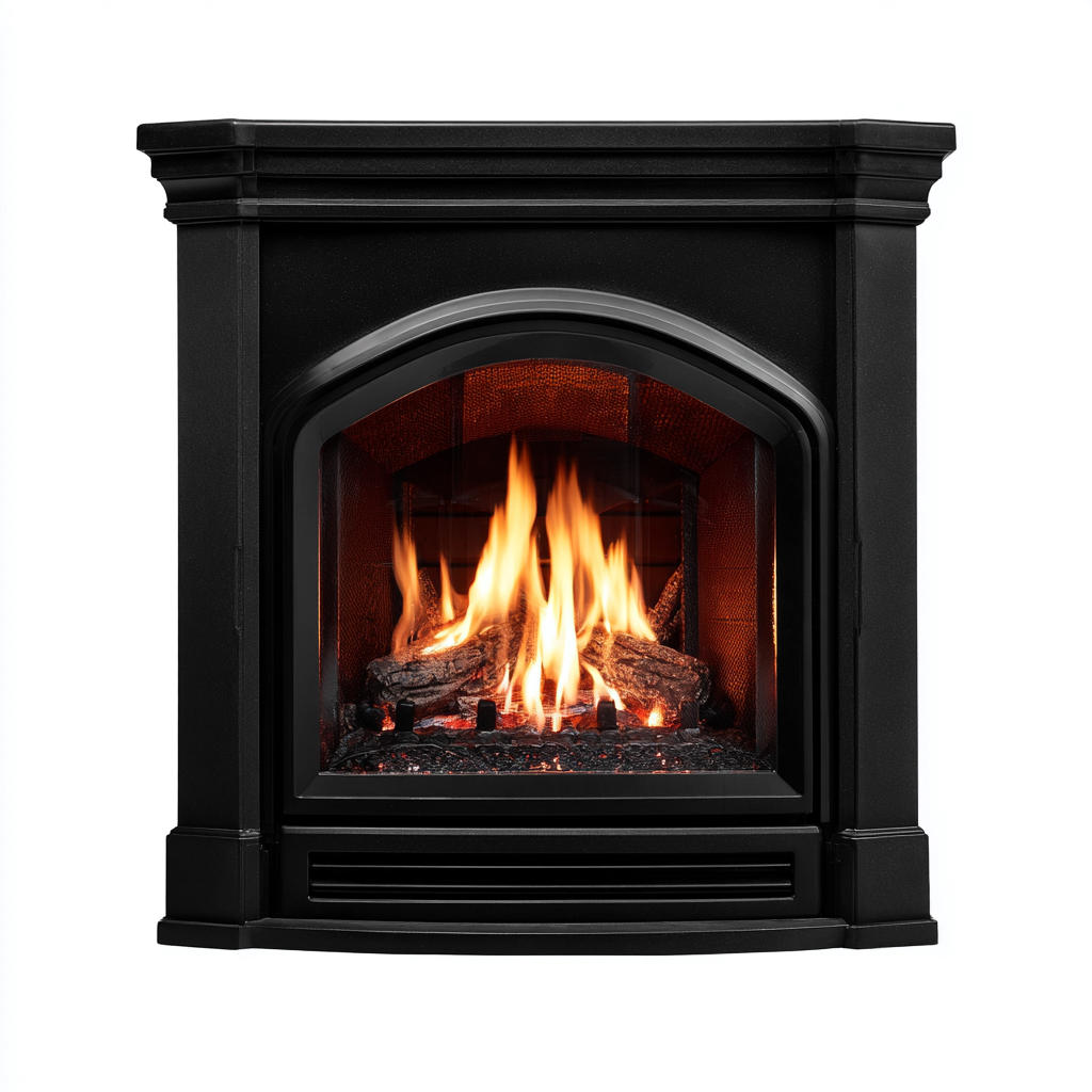 Caminetto a gas acciaio 70x30x85 cm - nero - design classico