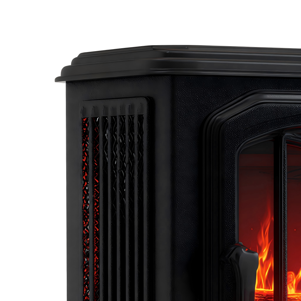 Caminetto a gas 115x40x100 cm - metallo - nero - design classico