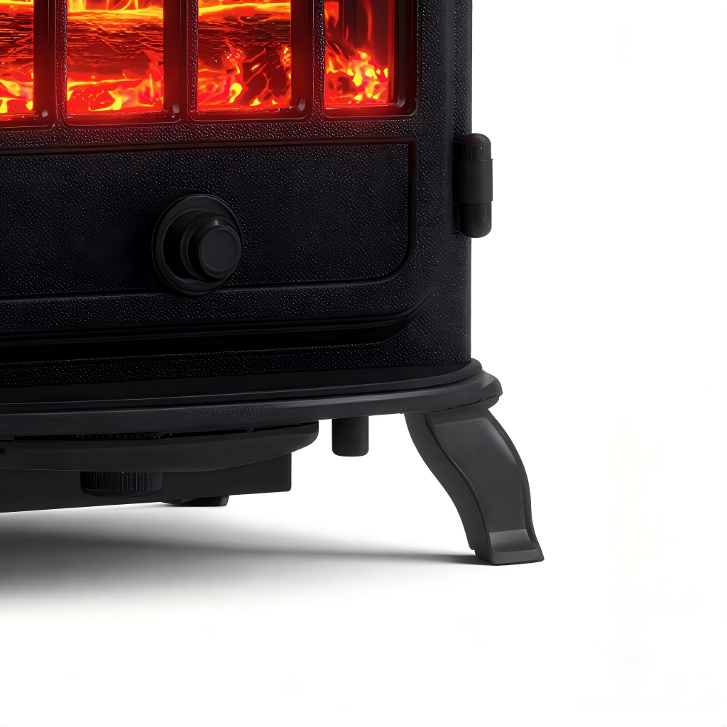 Caminetto a gas 115x40x100 cm - metallo - nero - design classico