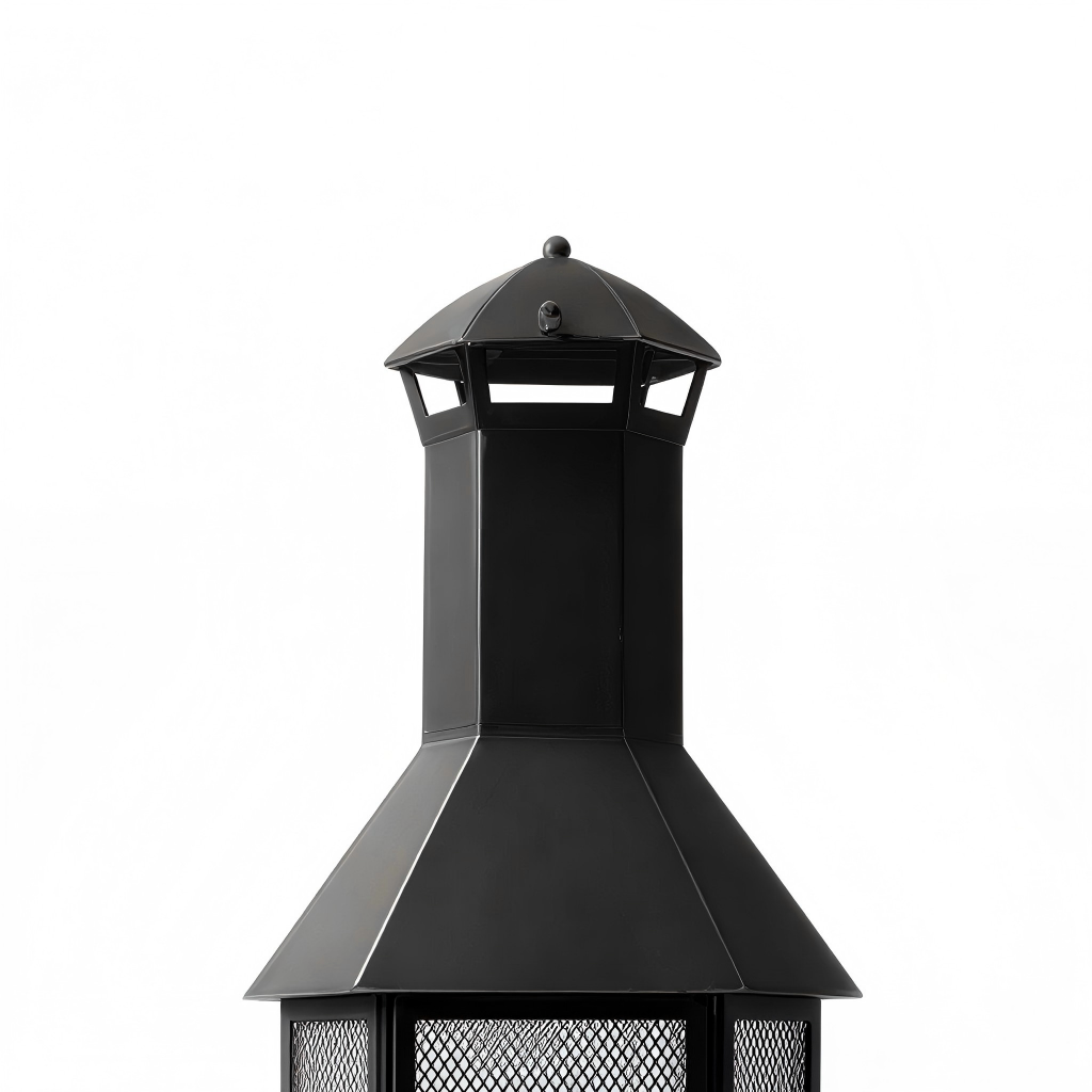 Caminetto da esterno 45x45x120 cm - metallo - nero - stile classico