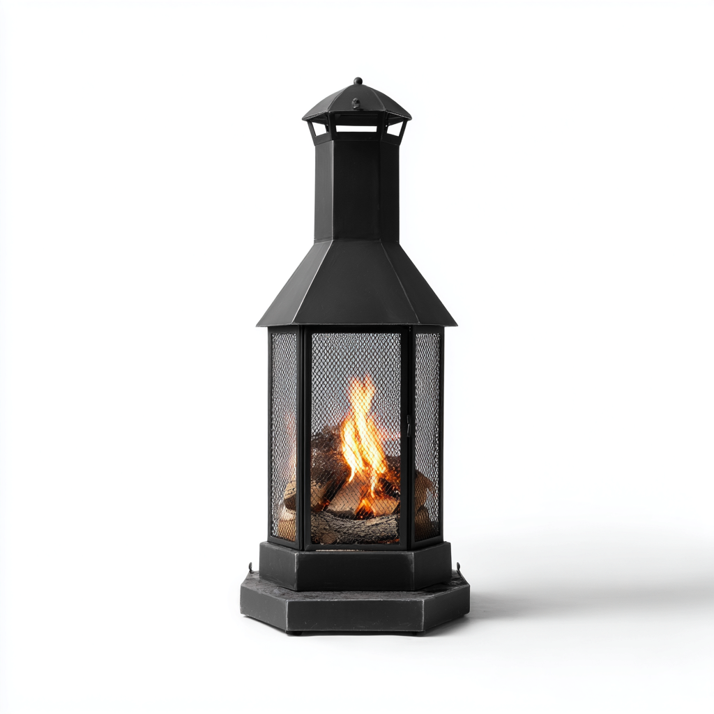 Caminetto da esterno 45x45x120 cm - metallo - nero - stile classico