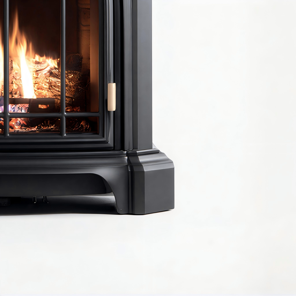 Caminetto a gas in metallo 68x34x82 cm - nero - design classico