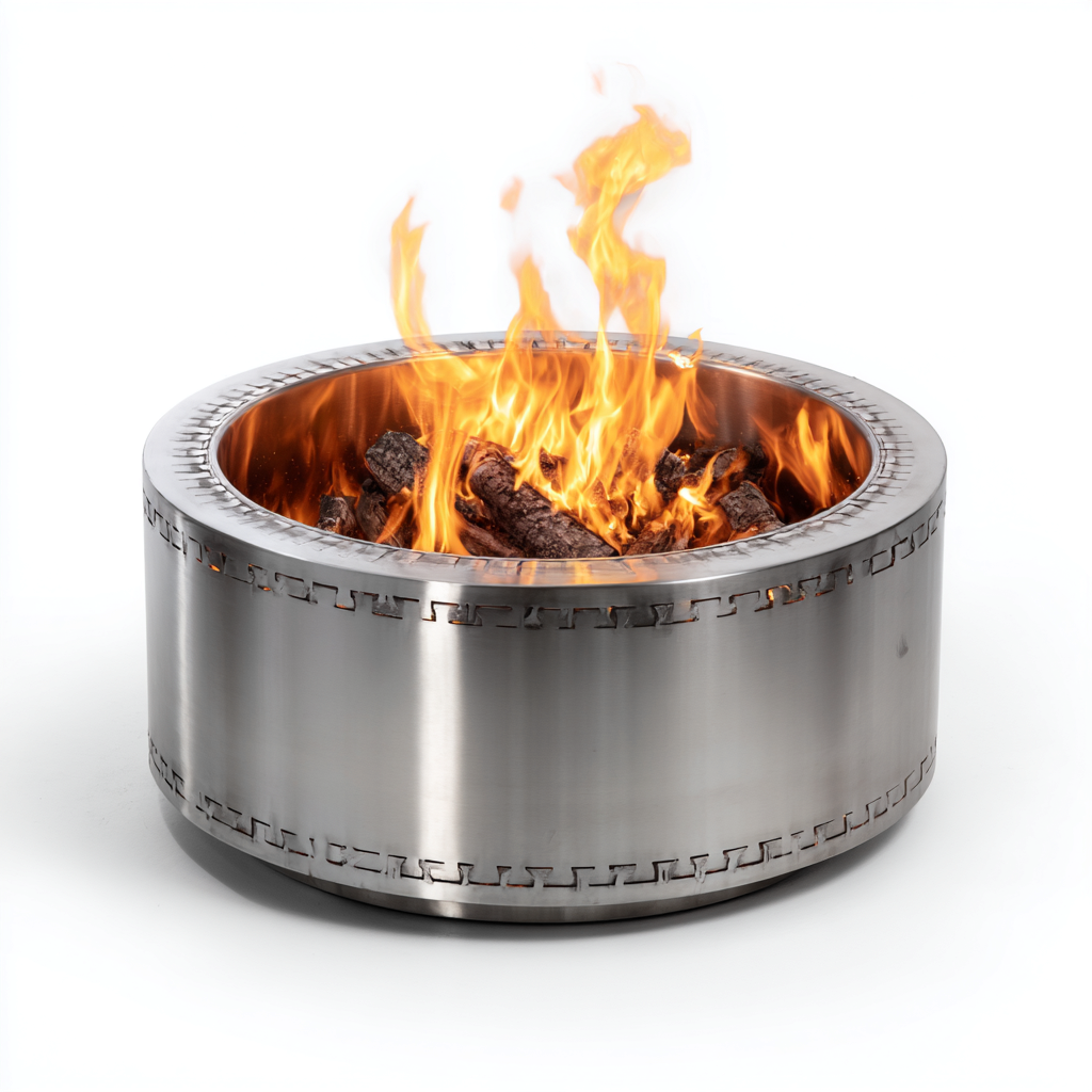 Braciere da esterno in acciaio inox 63x63x38 cm - argento - stile moderno