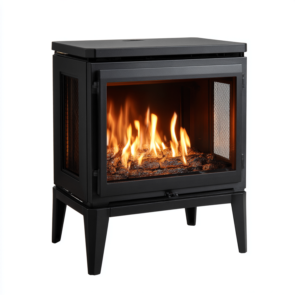 Caminetto a gas acciaio 60x40x85 cm - nero - struttura moderna