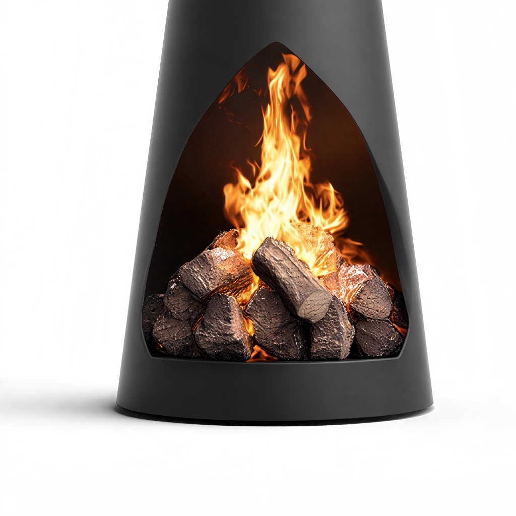 Caminetto da esterno in acciaio 40x40x150 cm - nero - stile contemporaneo
