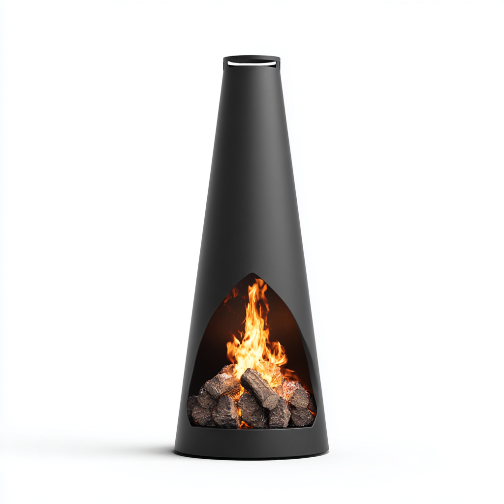 Caminetto da esterno in acciaio 40x40x150 cm - nero - stile contemporaneo