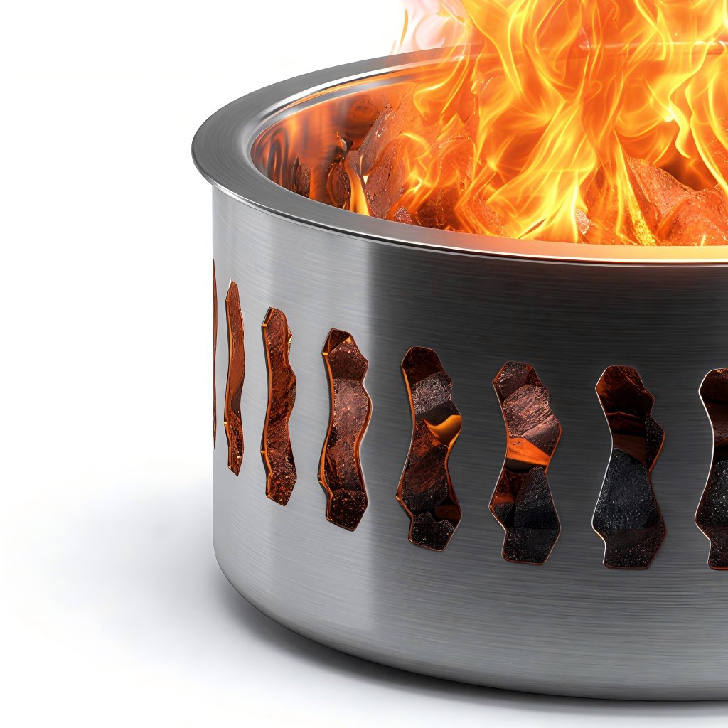 Braciere da esterno 58x58x32 cm - acciaio inox - argento - design moderno