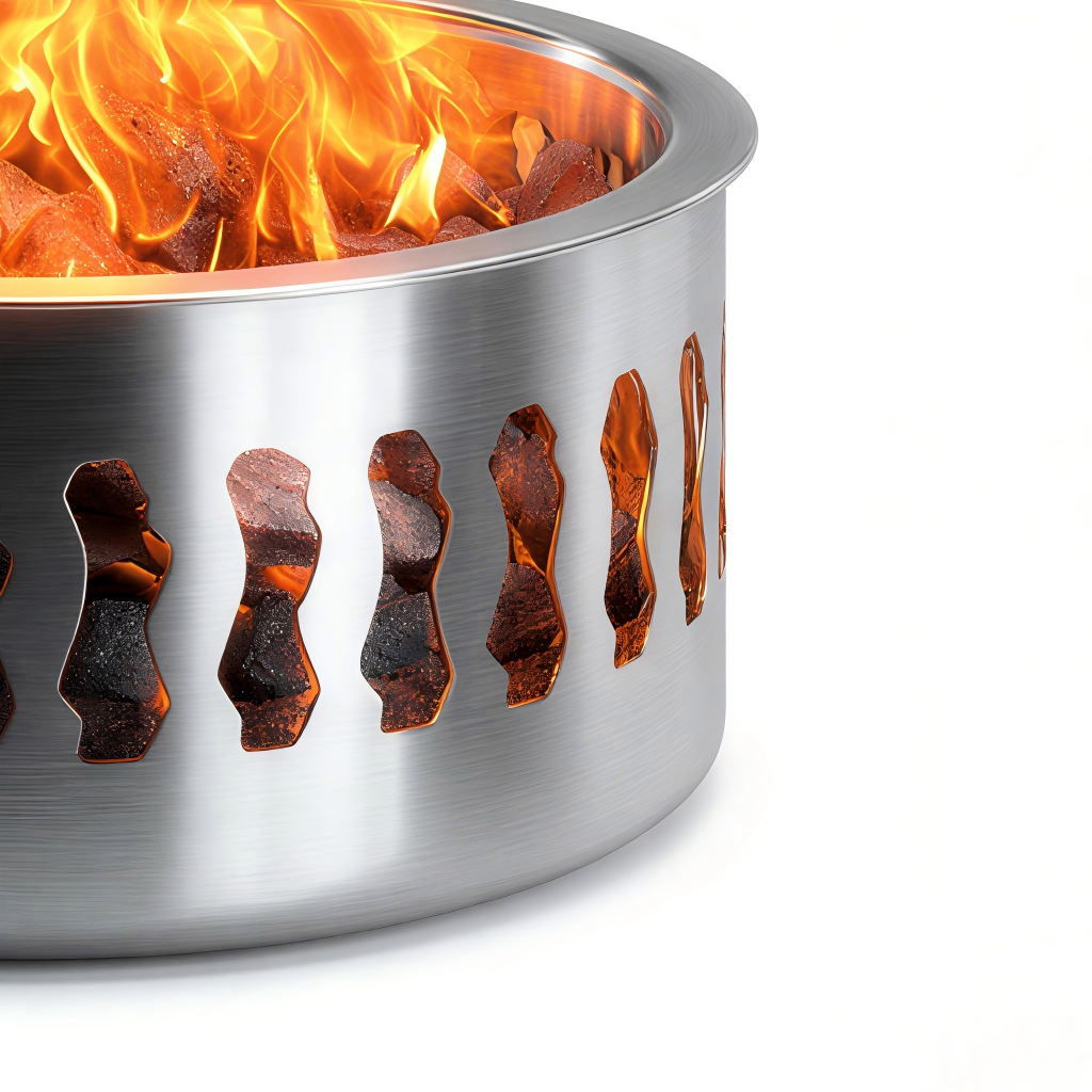 Braciere da esterno 58x58x32 cm - acciaio inox - argento - design moderno