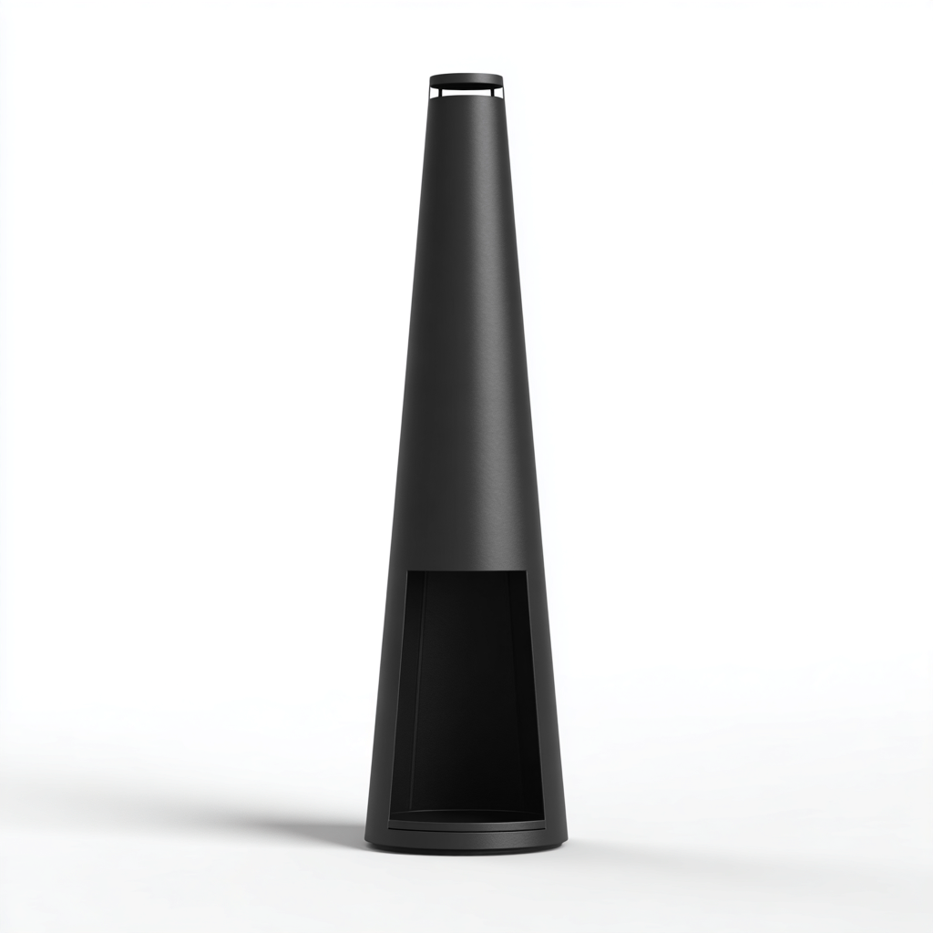 Caminetto da esterno in acciaio 38x38x142 cm - nero - stile moderno